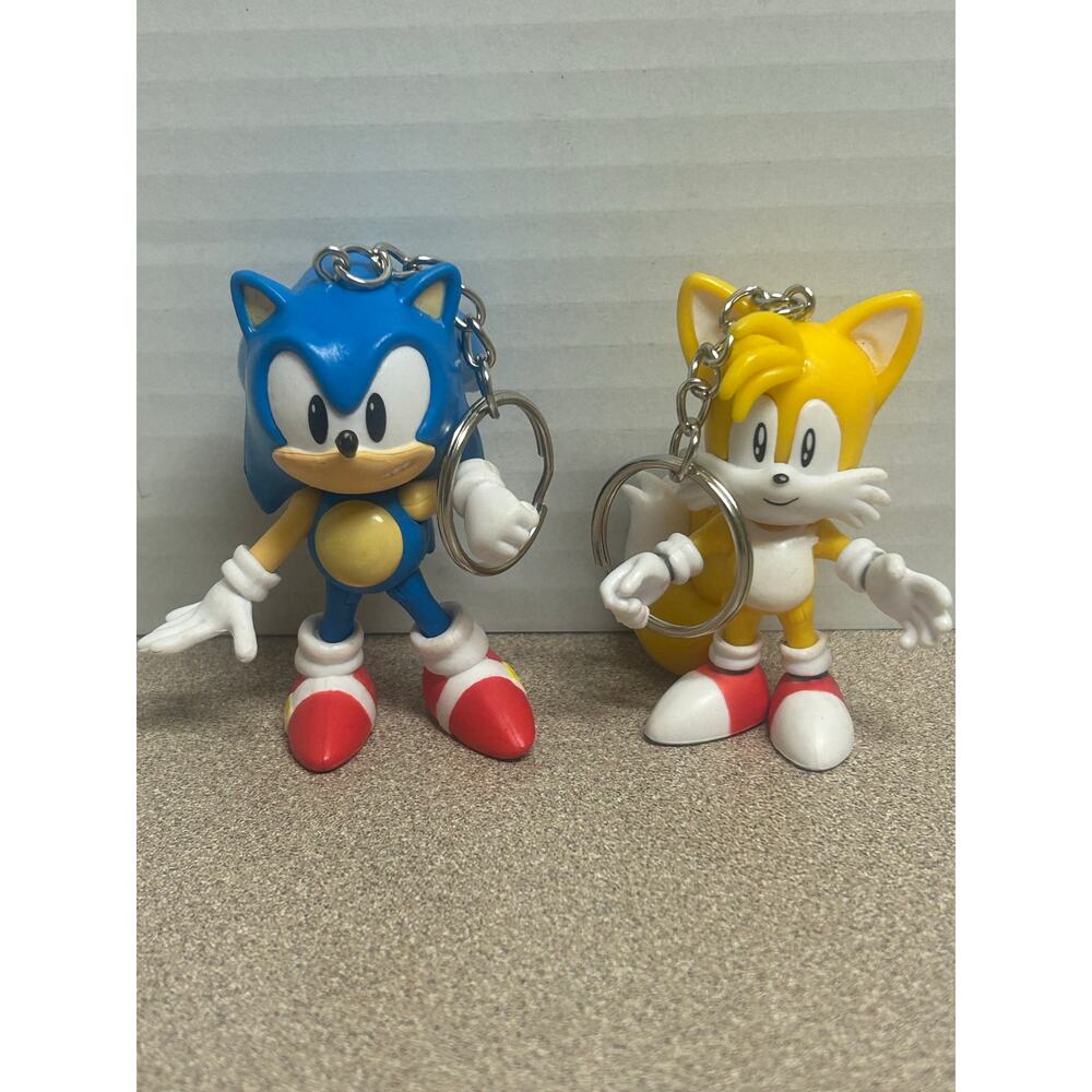 Custom made key chains Sonic The Hedgehog & Tails Moveable figurine PVC toys